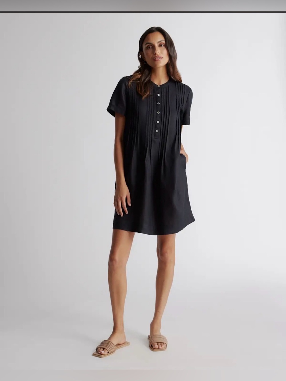 Quince European Linen Short Sleeve Swing Dress